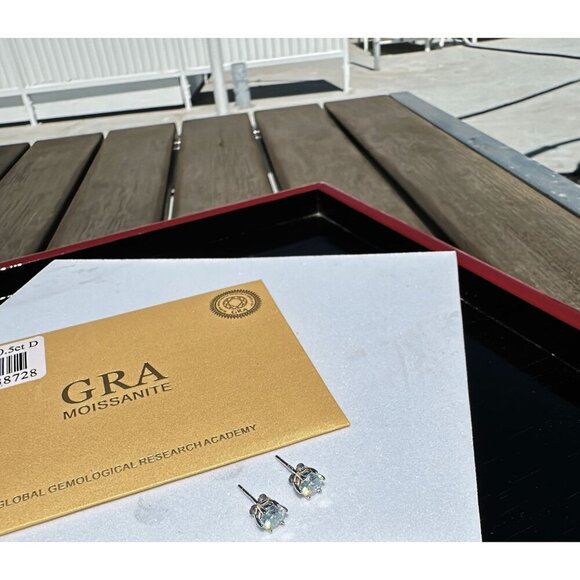 Moissanite Stud Earrings 1.0 Total CTW D Color 5.0mm - Picture 4 of 4